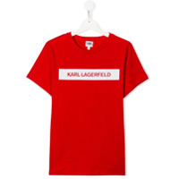 Karl Lagerfeld Kids Camiseta color block com estampa de logo - Vermelho