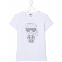 Karl Lagerfeld Kids Camiseta com aplicação Karl Iconik - Branco