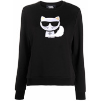 Karl Lagerfeld Moletom decote careca Choupette - Preto