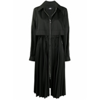 Karl Lagerfeld pleated zip-up trench coat - Preto