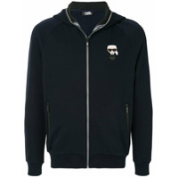 Karl Lagerfeld Suéter com capuz e zíper - Azul