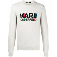 Karl Lagerfeld Suéter de tricô com logo - Cinza