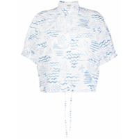 Kenzo Blusa de renda com estampa de oceano - Branco