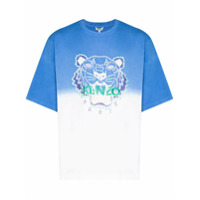 Kenzo Camiseta com bordado de tigre e logo - Azul