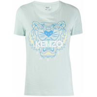 Kenzo Camiseta com estampa de logo e tigre - Azul