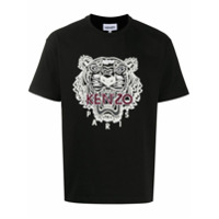 Kenzo Camiseta de algodão com bordado de tigre - Preto