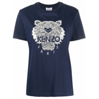 Kenzo Camiseta de algodão com logo bordado - Azul