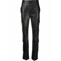 Kenzo cargo leather straight trousers - Preto