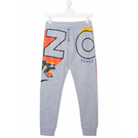 Kenzo Kids Calça esportiva com logo de tigre - Cinza