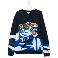 Kenzo Kids Suéter com estampa de tigre - Azul