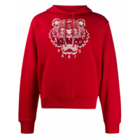 Kenzo Moletom com bordado de tigre e capuz - Vermelho