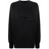 Kenzo Moletom decote careca com bordado de logo - Preto