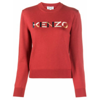 Kenzo Suéter decote careca com logo bordado - Vermelho