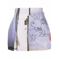 Kids of broken future graphic print wrap mini skirt - Roxo