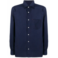 Kiton Camisa com bolso e patch no busto - Azul