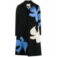 La Doublej bird appliqué wool coat - Preto