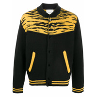 Laneus tiger intarsia knit bomber jacket - Preto