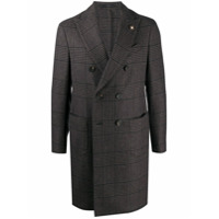 Lardini Casaco xadrez com abotoamento duplo - Marrom