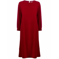 L'Autre Chose Vestido reto mangas longas de veludo - Vermelho