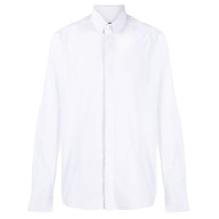 Les Hommes Camisa lisa com abotoamento - Branco