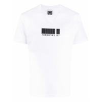 Les Hommes Urban Camiseta com estampa de código de barra - Branco