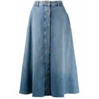LIU JO Saia jeans midi com abotoamento - Azul