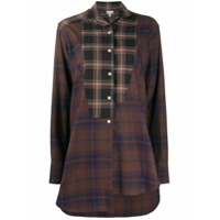 LOEWE Camisa oversized assimétrica xadrez - Marrom