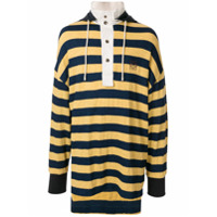 LOEWE Camisa polo com capuz e listras - Amarelo