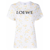 LOEWE Camiseta com estampa de logo e floral - Branco