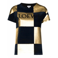 LOEWE Camiseta xadrez de algodão com logo - Preto