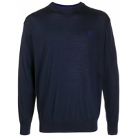 LOEWE logo-embroidered wool knit jumper - Azul