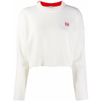 LOEWE Suéter cropped de lã com logo bordado - Branco