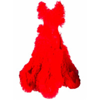 Loulou Vestido de festa com sobreposição de tule - Vermelho