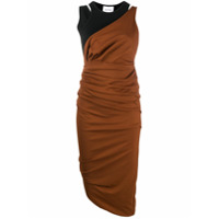 Lourdes ruched fitted evening dress - Marrom