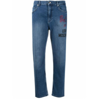 Love Moschino Calça jeans reta com estampa de logo - Azul