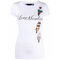 Love Moschino Camiseta com aplicação de sorvete - Branco