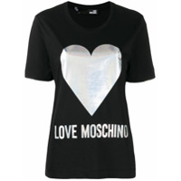 Love Moschino Camiseta com estampa de coração - Preto