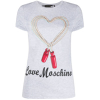 Love Moschino Camiseta com estampa de logo de coração - Cinza