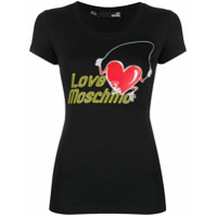 Love Moschino Camiseta com estampa de logo de coração - Preto