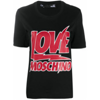 Love Moschino Camiseta com estampa de logo - Preto
