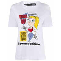 Love Moschino Camiseta com estampa gráfica Work Out - Branco