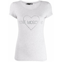 Love Moschino Camiseta com logo e aplicações - Cinza