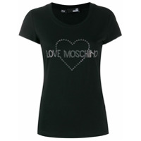 Love Moschino Camiseta com logo e aplicações - Preto