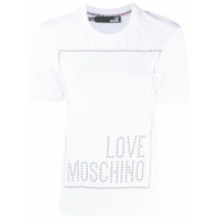 Love Moschino Camiseta com logo e tachas - Branco