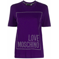 Love Moschino Camiseta de algodão com logo de tachas - Roxo