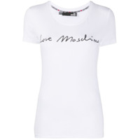 Love Moschino Camiseta decote careca com estampa de logo - Branco