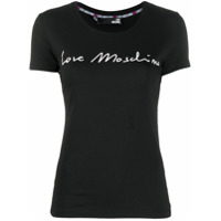 Love Moschino Camiseta decote careca com estampa de logo - Preto