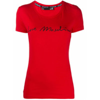 Love Moschino Camiseta decote careca com estampa de logo - Vermelho