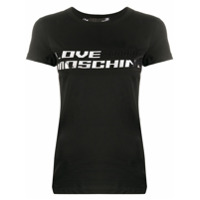 Love Moschino debossed logo print T-shirt - Preto