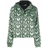 Love Moschino Jaqueta de capuz com estampa de coração corrido - Verde